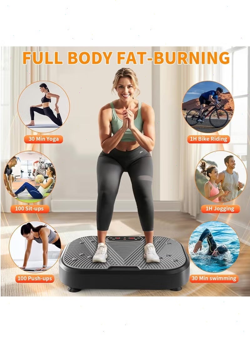 يواوليتي جهاز تمارين اللياقة البدنية بالاهتزاز لتصريف اللمف، جهاز تمارين اهتزاز لكامل الجسم مع حامل اهتزاز مزود بشريطين مقاومين، حمولة قصوى 330 رطلاً للاستخدام المنزلي - Image 2